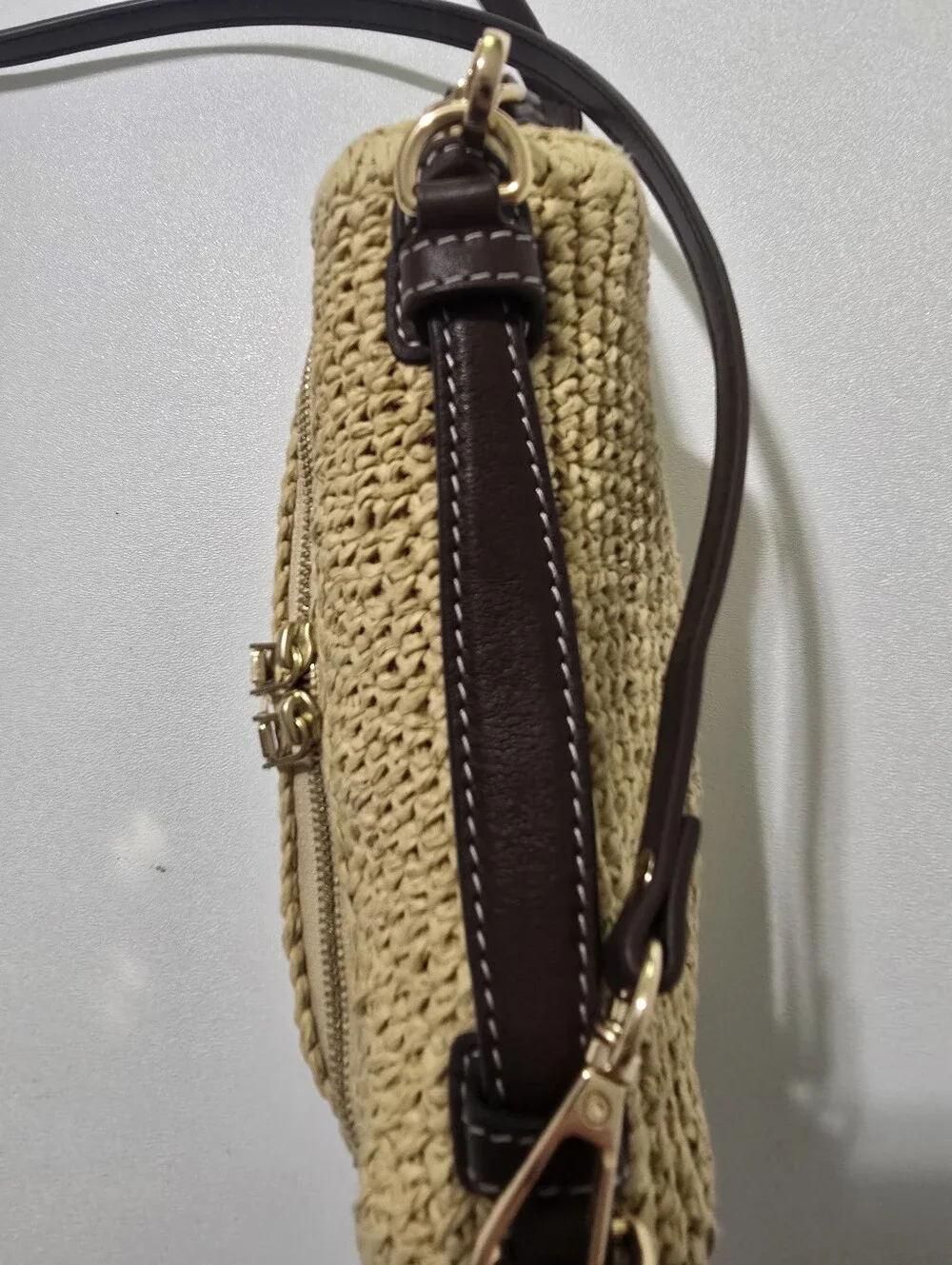 Tory Burch Romy Straw Slim Top Handle Bag
